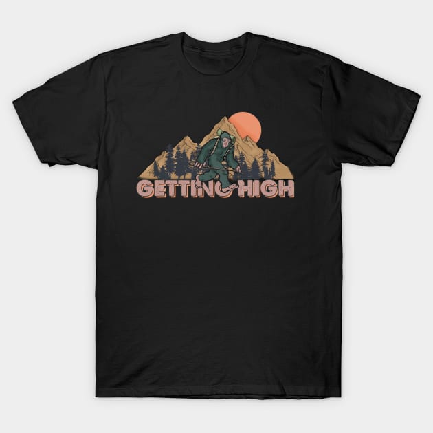 Getting High with Bigfoot T-Shirt by Mad Panda